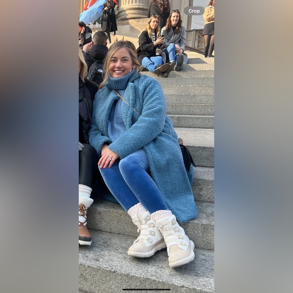 Blue teddy fur coat!